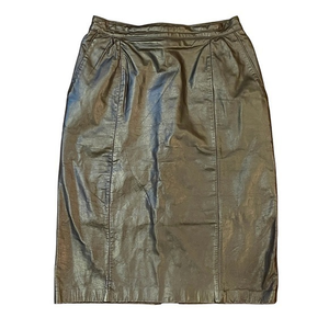 Vtg Women’s Black Leather Skirt J. Percy for Marvin Richards‎ Sz 10 Mid Length